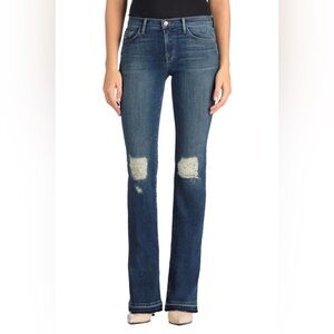 J Brand Brya Distressed Dark Blue Boot Cut Mid Rise Jeans